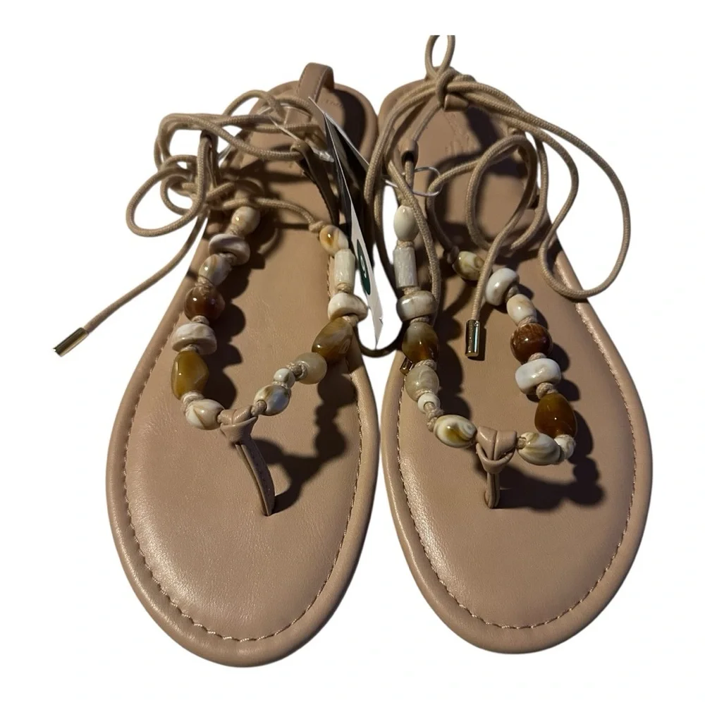 Universal Thread Tan Beaded Sandals - Picture 2 of 5